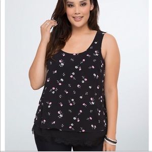 Torrid Floral Lace Trim Tank Top- 4X